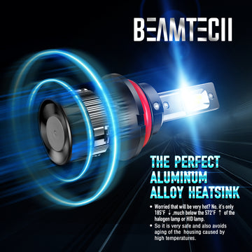 BEAMTECH 9007 LED Headhight Bulb 30mm Heatsink Base CSP Chips 10000 Lumens Hi/Lo 6500K Xenon White Extremely Super Bright Conversion Kit of 2